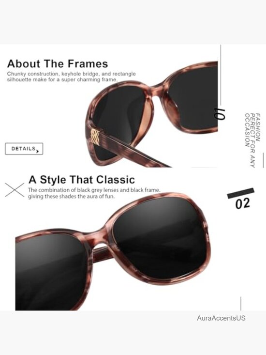 Wraparound Polarized Sunglasses for Women UV400 Protection Vintage Square Shades main image 5